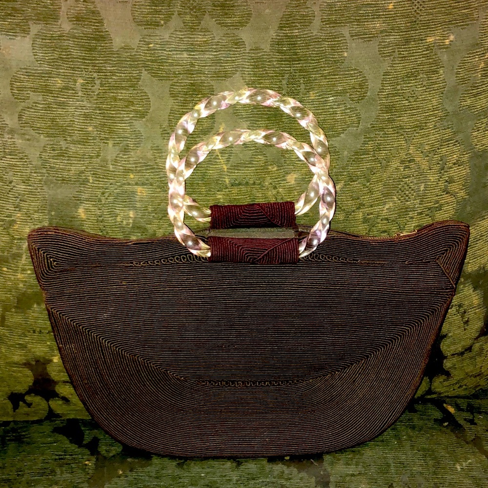 Fabulous Vintage Corde Handbag/Lucite Handles